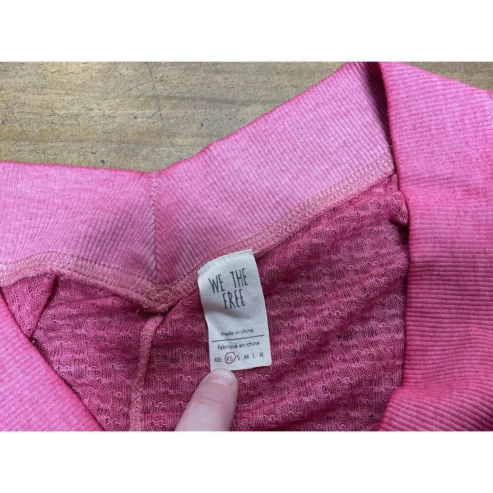 Free People We The Free Southside Thermal Waffle Knit Pullover Pink Women’s XS